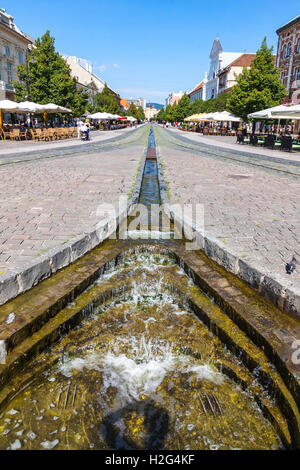 Hlavna, der Hauptstraße im historischen Zentrum von Kosice Stadt, Slowakei Stockfoto