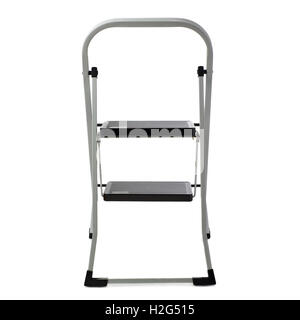 Zwei Stufen Leiter über isolierte weißen Hintergrund Stockfoto