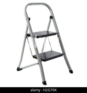 Zwei Stufen Leiter über isolierte weißen Hintergrund Stockfoto