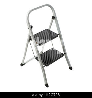 Zwei Stufen Leiter über isolierte weißen Hintergrund Stockfoto