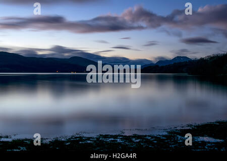 Langzeitbelichtung über Loch Lomond Scotland UK Stockfoto