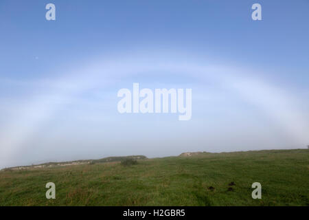 Nebel-Schleife am Aesica (große Chesters) Roman Fort über dem Westtor (angezeigte aussehende West), Hadrianswall, Northumberland Stockfoto