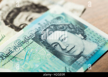 Neue Ausgabe britische £5 Polymer-banknote Stockfoto