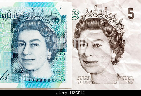 Neue Ausgabe britische £5 Polymer-banknote Stockfoto