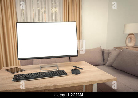 Worksplace mit Computer zu Hause oder im Büro. Getönten Foto. Stockfoto