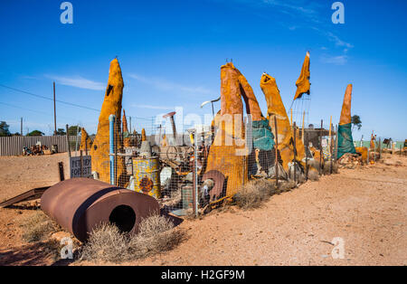 Australien, South Australia, Outback, Coober Pedy, skurrilen Exponate auf der isolierten Opal Bergbaustadt Stockfoto