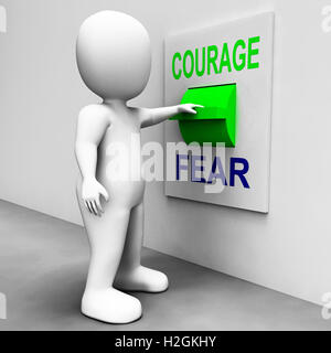Mut-Angst-Schalter zeigt, ängstlich oder mutig Stockfoto
