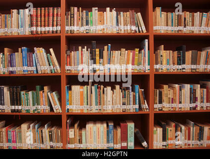 Bücher auf den Regalen der Bibliotheken Stockfoto