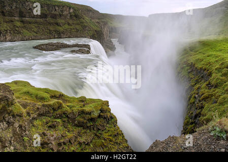 Gullfoss Wasserfall, Hvita Fluss, Haukadalur, Golden Circle, südlichen Region, Island Stockfoto