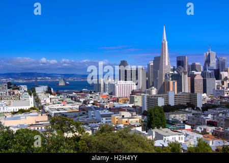 Blick über die Geschäftsviertel und Chinatown vom Nordstrand, San Francisco Stockfoto