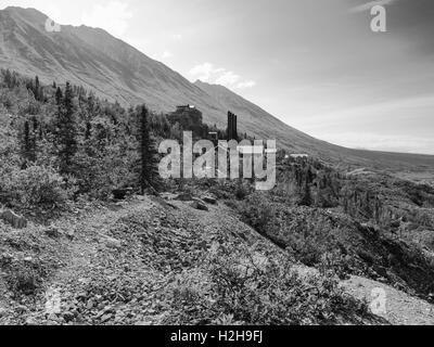 Foto von der verlassenen, historische Kennicott Kupfermine im Wrangell-St. Elias National Park in der Nähe von McCarthy, Alaska. Stockfoto