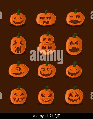 Große gestaltete Kürbisse für halloween Stock Vektor