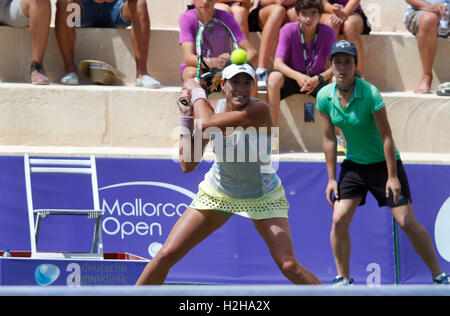 Garbine Muguruza Top-Tennisspieler spielt in der Mallorca Open, auf den Balearen. Stockfoto