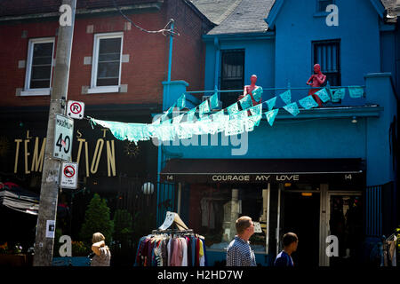 Blauer Wimpel Frontmann einen Shop im Kensington Bereich von Toronto, Kanada Stockfoto