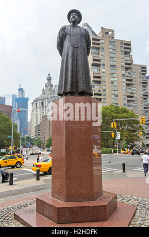 Statue von Lin Ze Xu in Chinatown in New York City. Stockfoto