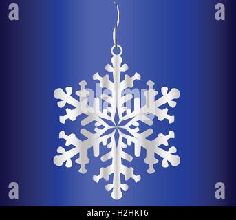 Eine einzelne Schneeflocke hängend von einem roten Band Stock Vektor