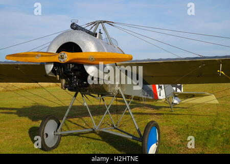 Fokker E.II Replica G- AVJO, auf dem Flugplatz Stowe Maries, Stockfoto