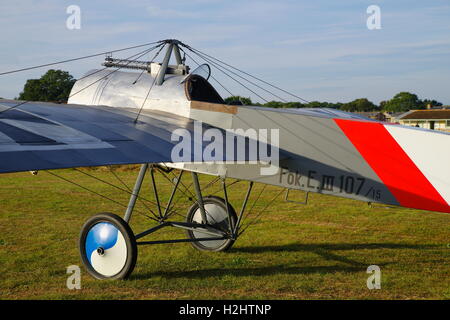 Fokker E.II Replica G- AVJO, auf dem Flugplatz Stowe Maries, Stockfoto