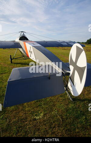 Fokker E.II Replica G- AVJO, auf dem Flugplatz Stowe Maries, Stockfoto