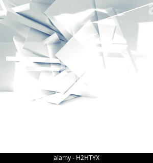 Abstrakte digitale Hintergrund, chaotischen polygonalen Blöcken Muster. Blau getönten Quadrat 3d Illustration, Computergrafik Stockfoto