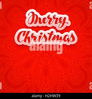 Schönen Text, Schriftzug Frohe Weihnachten auf rote Farbe Hintergrund. Grußkarte-Vektor Stock Vektor