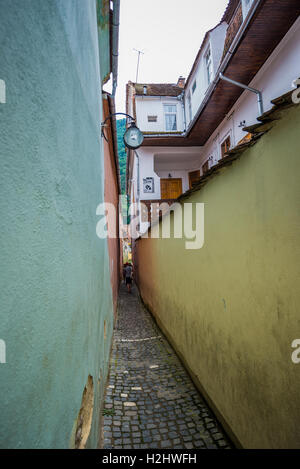 80m lange Strada Sforii (Seil Straße auch als Zeichenfolge Street) in Brasov, Rumänien, eines der schmalsten Straßen in Europa Stockfoto