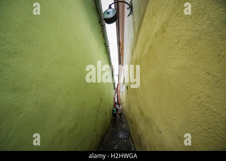 80m lange Strada Sforii (Seil Straße auch als Zeichenfolge Street) in Brasov, Rumänien, eines der schmalsten Straßen in Europa Stockfoto