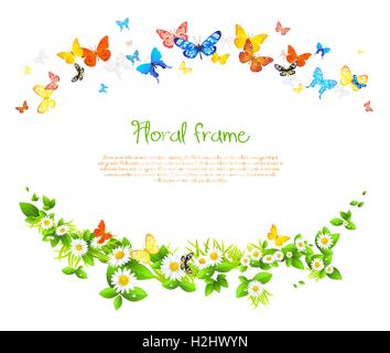 Vektor-Rahmen mit schöne Schmetterlinge und daisy Stock Vektor