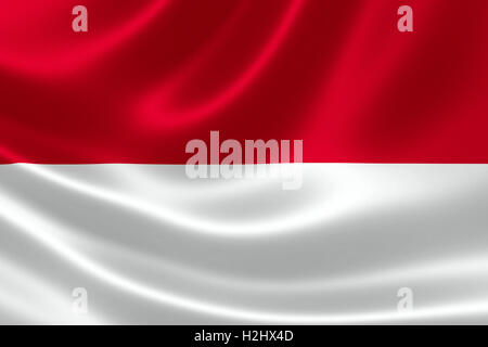 Flagge von Indonesien auf seidigen Stoff Stockfoto