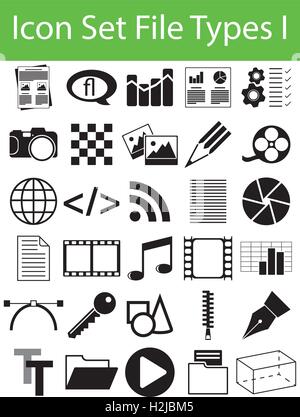 Icon Set Dateitypen gestalte ich mit 30 Symbole für den kreativen Einsatz in Grafik Stock Vektor