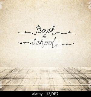 Hand gezeichnete Skizze der Bücher mit handschriftlichen Text Back To School. Vintage Interieur. Retro-Hintergrund Stockfoto