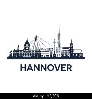 Abstract Skyline der Stadt Hannover in Deutschland, Vektor, Abbildung Stock Vektor