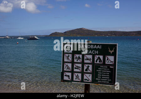 Sandbaai Strand entlang der Lagune von Langebaan, Langebaan, Westkap, Südafrika. Stockfoto