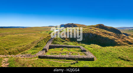 Ein Hadrian Wall Milecastle Fort in der Nähe von Houseteads römisches Kastell, Vercovicium, A UNESCO World Heritage Site, Northumberland, England Stockfoto