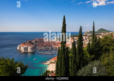 Starigrad (alte Stadt) und der alte Hafen von Ulica Bruna Bušića, Dubrovnik, Kroatien Stockfoto