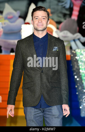 Justin Timberlake die Trolle besondere Veranstaltung am Coca-Cola London Eye auf der Themse in London. Stockfoto