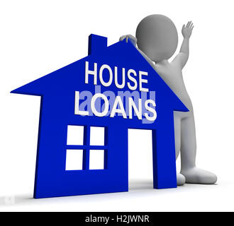 Haus Darlehen Home zeigt Kreditaufnahme Tilgungen und Zinsen Stockfoto
