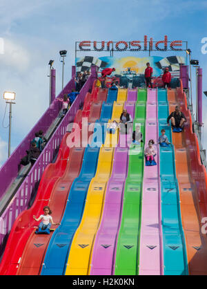 SideShow Gasse rutschigen Folien auf der Royal Melbourne Show Stockfoto