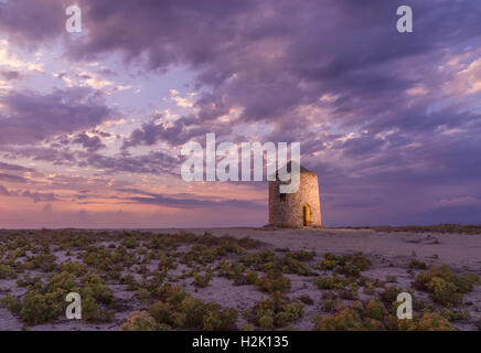 Alte Windmühle Ai Gyra Agios Ioannis Strand, Lefkada, Griechenland Stockfoto