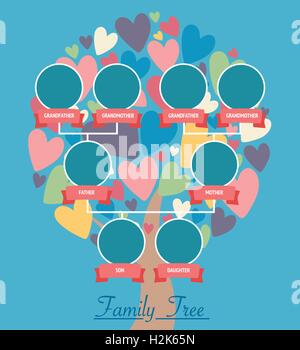 Stammbaum Generation Icons Infografik Avatare im flachen Stil Stock Vektor