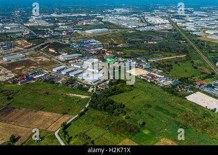 Gewerbegebiet Entwicklung im Bauernhof Land Luftbild Stockfoto
