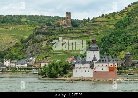 Burg Pfalzgrafenstein und Burg Gutenfels, Kaub, Deutschland Stockfoto