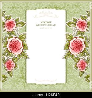 Vintage-Hintergrund für die Hochzeit mit Rosen Stock Vektor