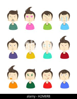 Große gestaltete Karikatur emoticons Stock Vektor