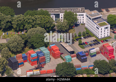 Duisburger Hafen, Binnenhafen, Hafenbehörde Duisport, Luftaufnahme, Verwaltungssitz, Duisport, Luftbild Stockfoto