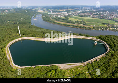 Pumpspeicherkraftwerk Koepchenwerk, Energiespeicherung, Luftaufnahme, Wasserkraftwerk, Hengsteysee, Herdecke, Luftaufnahme Stockfoto