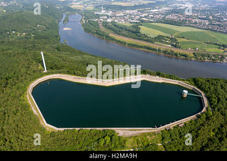 Pumpspeicherkraftwerk Koepchenwerk, Energiespeicherung, Luftaufnahme, Wasserkraftwerk, Hengsteysee, Herdecke, Luftaufnahme Stockfoto