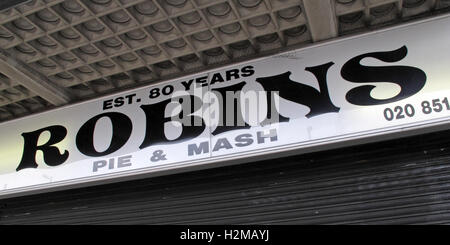 Robins traditionelle Pie & Mash, Ilford Essex, Greater London, England Stockfoto