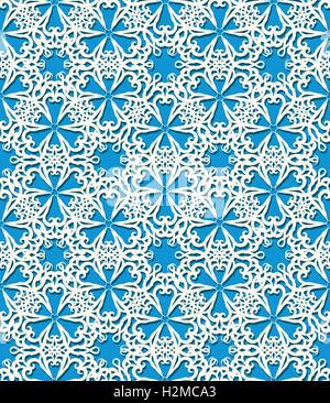 Nahtlose weißen dekorativen Muster auf blauem Hintergrund Stock Vektor