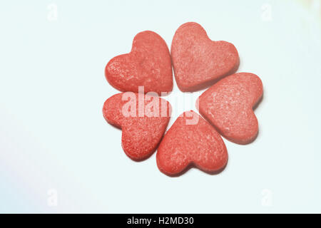 Herzen, isoliert auf weiss im Vintage-Stil Stockfoto